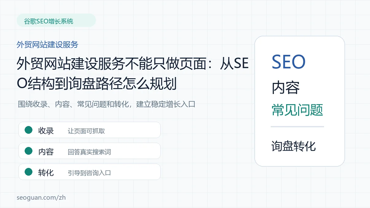 外贸网站建设服务不能只做页面:从SEO结构到询盘路径怎么规划