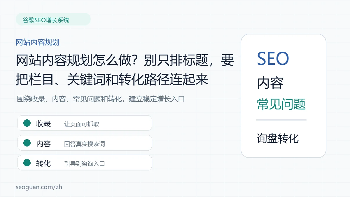 网站内容规划怎么做？别只排标题，要把栏目、关键词和转化路径连起来