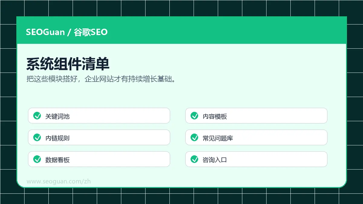 geo优化系统 系统组件清单
