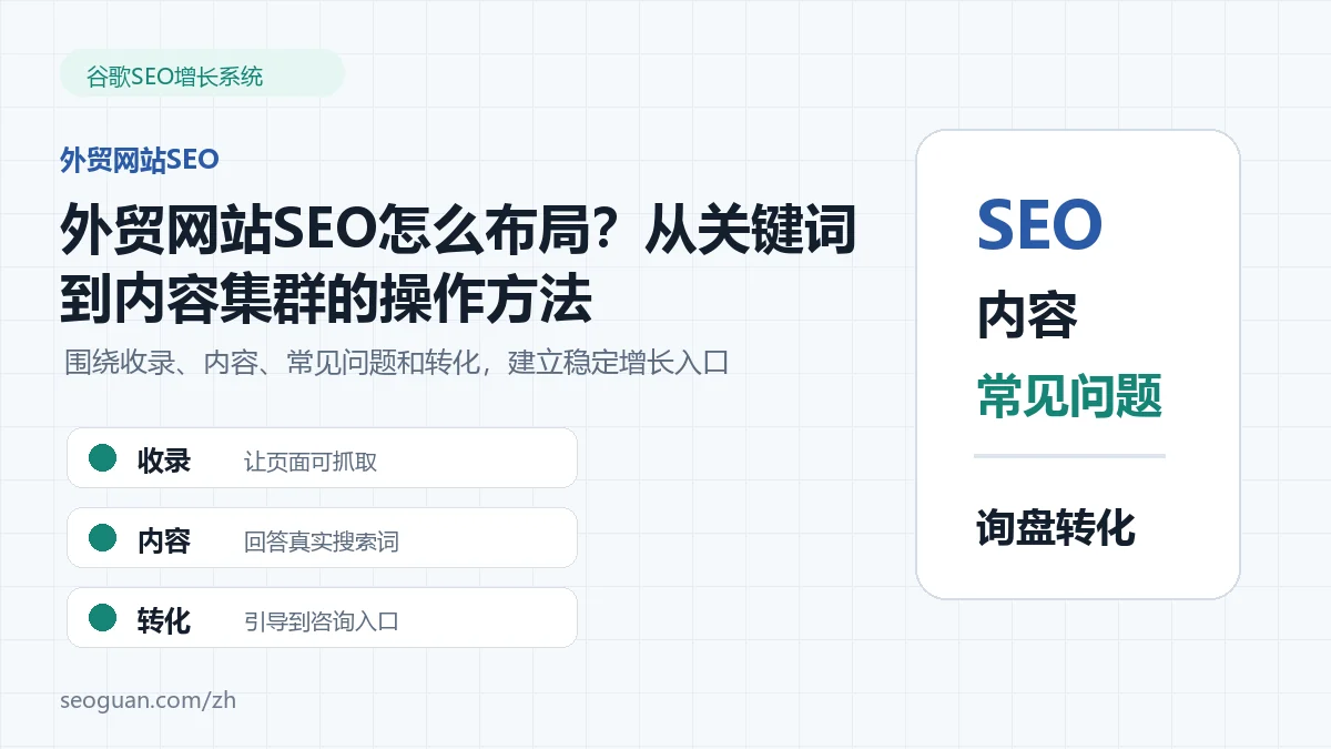 外贸网站SEO怎么布局?从关键词到内容集群的操作方法