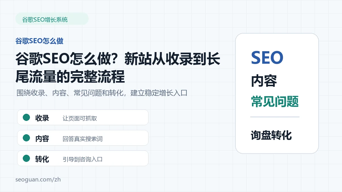 谷歌SEO怎么做?新站从收录到长尾流量的完整流程