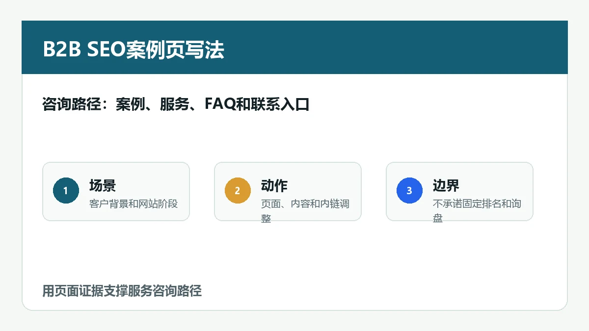 B2B SEO案例页写法 咨询路径：案例、服务、FAQ和联系入口