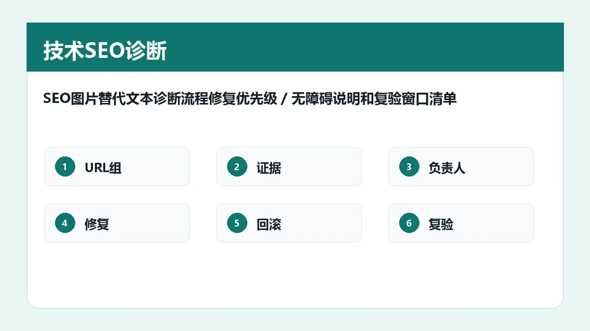 SEO图片替代文本诊断流程修复优先级、无障碍说明和复验窗口清单