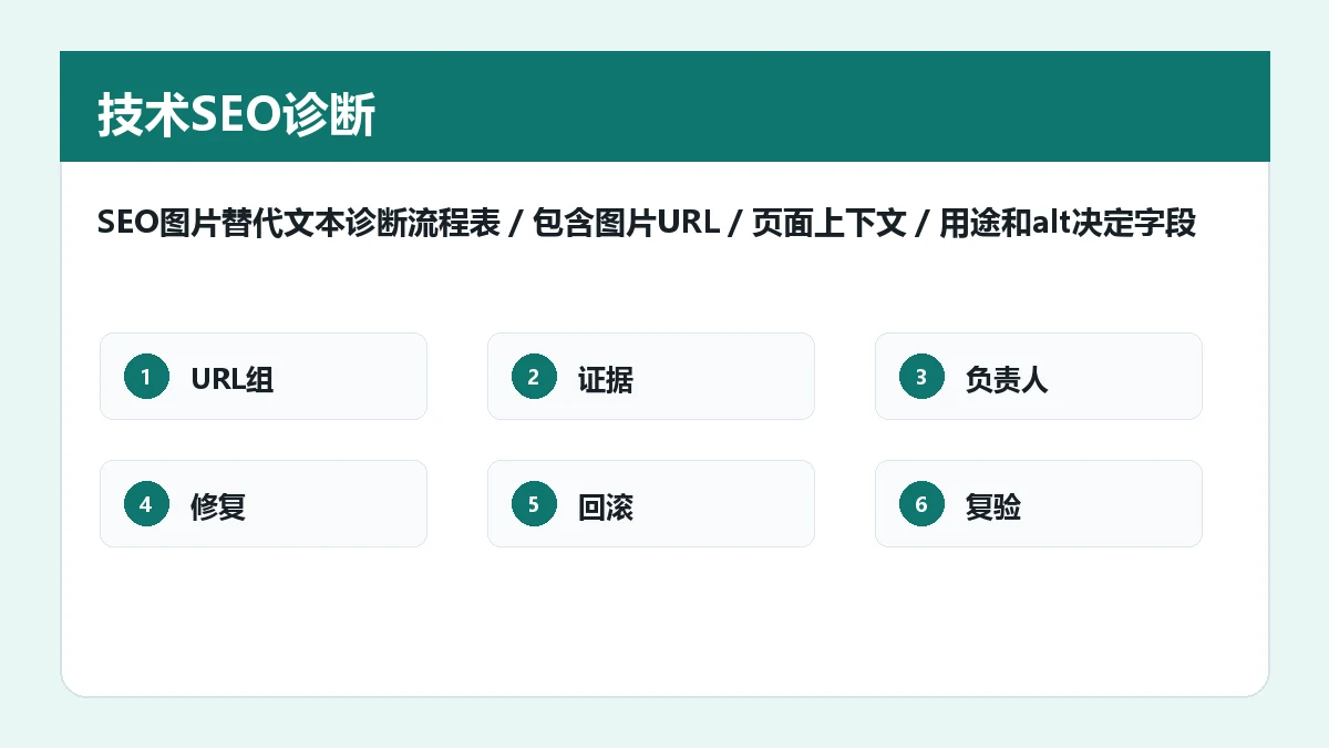 SEO图片替代文本诊断流程怎么做：上下文、无障碍和复验