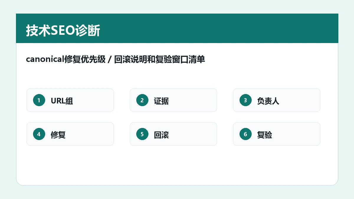 canonical修复优先级、回滚说明和复验窗口清单