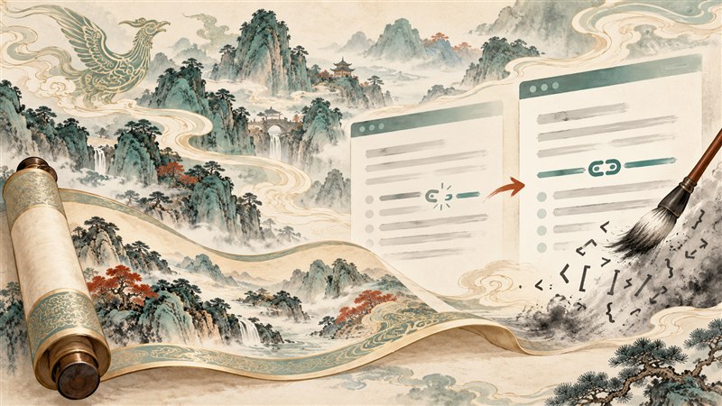 神话站SEO维护示意：神话卷轴、旧链接修复与正文代码清理